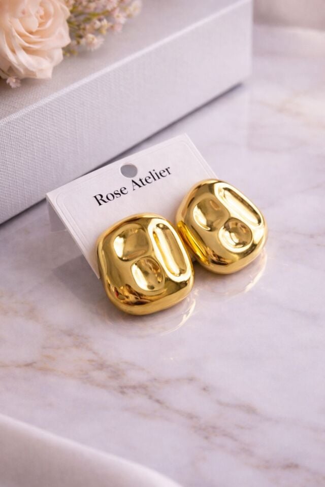 Gold Sculpted Küpe