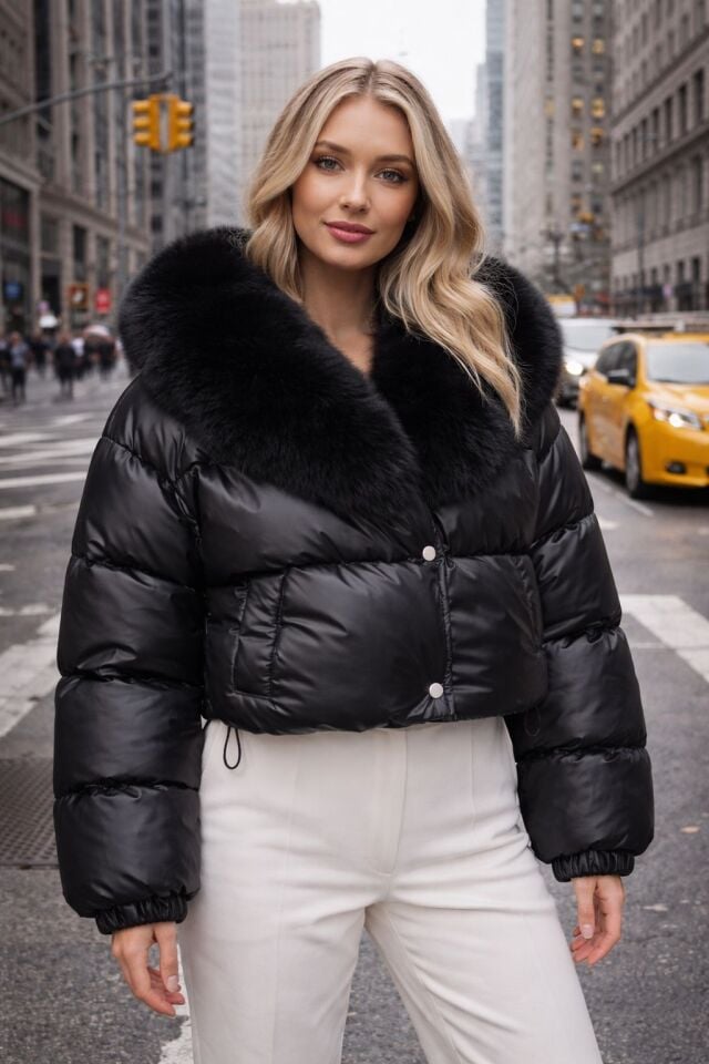 Paris Black Kürklü Puffer Mont