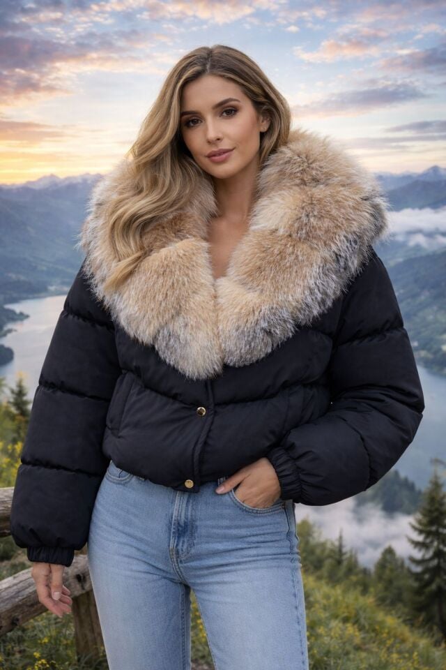 Paris Golden Kürklü Puffer Mont